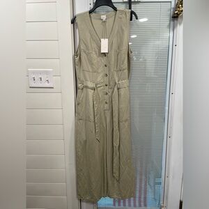 NWT A New Day TAN HAZE Button-Front Midi JUMPSUIT SIZE SM